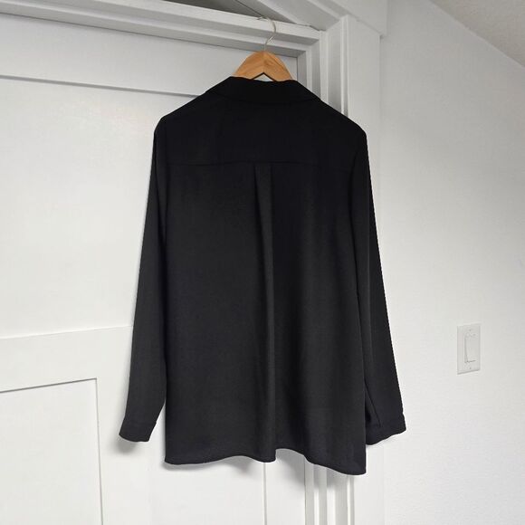🆕️ BCBGMAXAZRIA Double-Breasted Crepe Blazer Blouse in Black - Picture 5 of 13